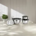 Nehir Silver Çelik 9 Parça Karıştırma Kabı Seti Mat resmi