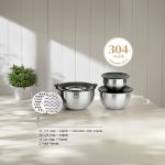 Nehir Silver Çelik 9 Parça Karıştırma Kabı Seti Mat resmi