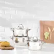Nehir Silver Klasik 6 Parça Derin Çelik Tencere Seti resmi