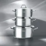 Nehir Silver Klasik 6 Parça Derin Çelik Tencere Seti resmi