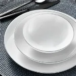Güral Porselen Atina 18 Parça 6 Kişilik Bone Yemek Takımı Gümüş resmi