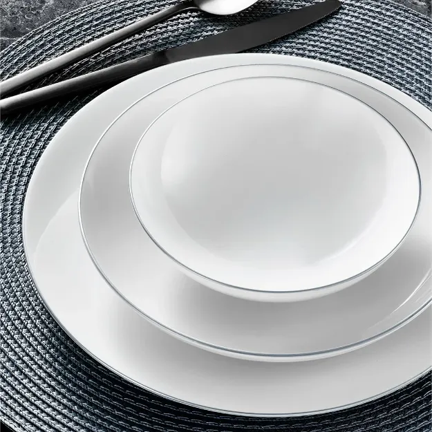 Güral Porselen Atina 18 Parça 6 Kişilik Bone Yemek Takımı Gümüş resmi