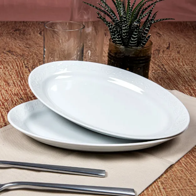 Güral Porselen Bahar Dalı 2'li Kayık Tabak Seti 30 Cm resmi