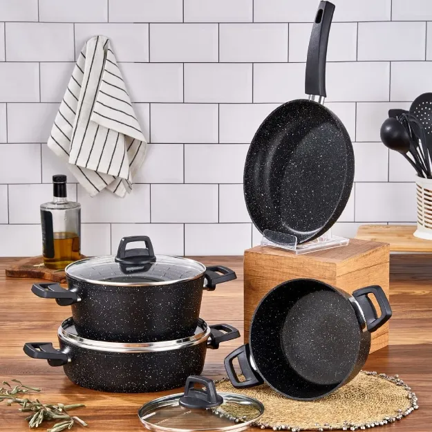 Cornella Cook 7 Parça Granit Tencere Seti Siyah resmi