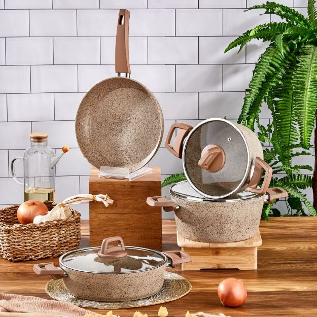 Cornella Cook 7 Parça Granit Tencere Seti Cappicino resmi
