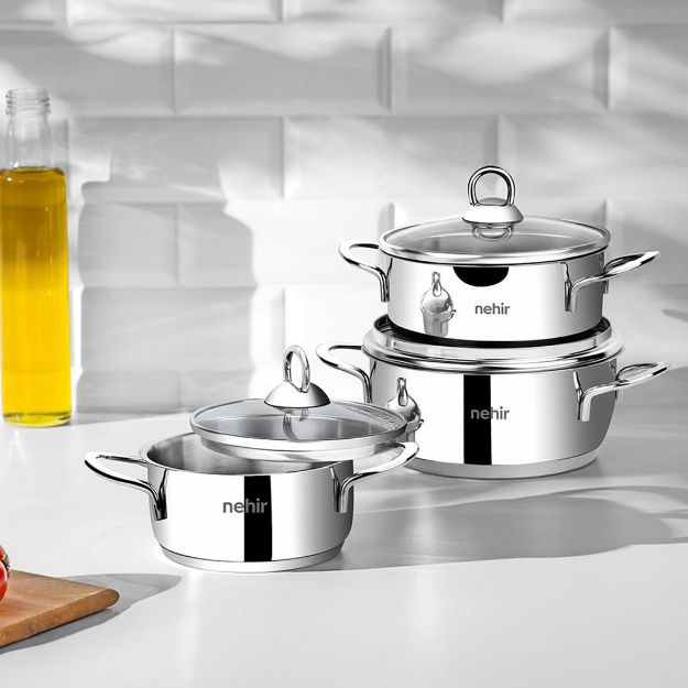 Nehir Silver Çelik 6 Parça Mini Tencere Seti resmi