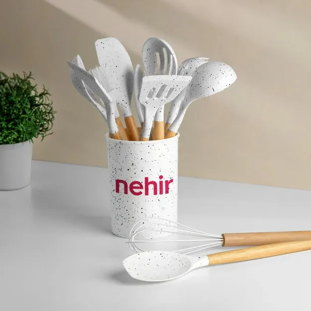 Nehir Angela Ahşap Silikon 12 Parça Servis Takımı resmi