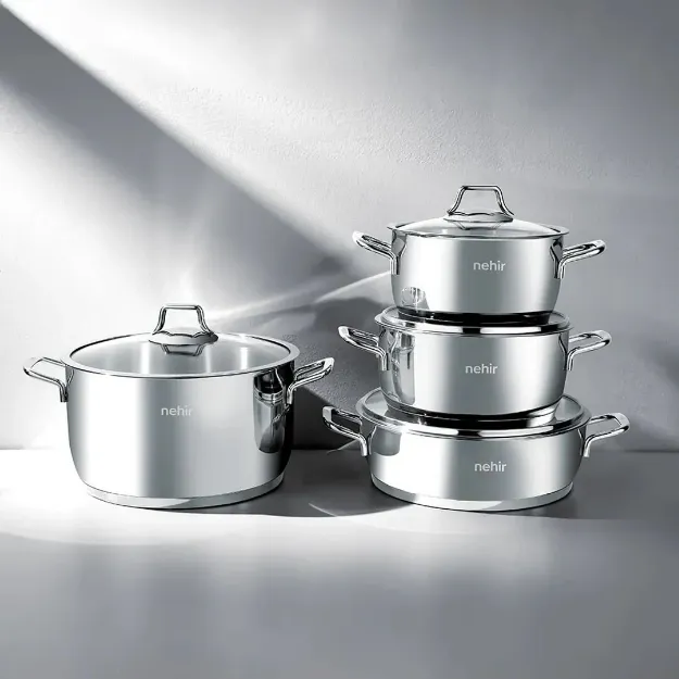 Nehir Silver Klasik 8 Parça Çelik Tencere Seti resmi