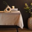 Fecra Dora Keten Düz Masa örtüsü 80*80 cm resmi